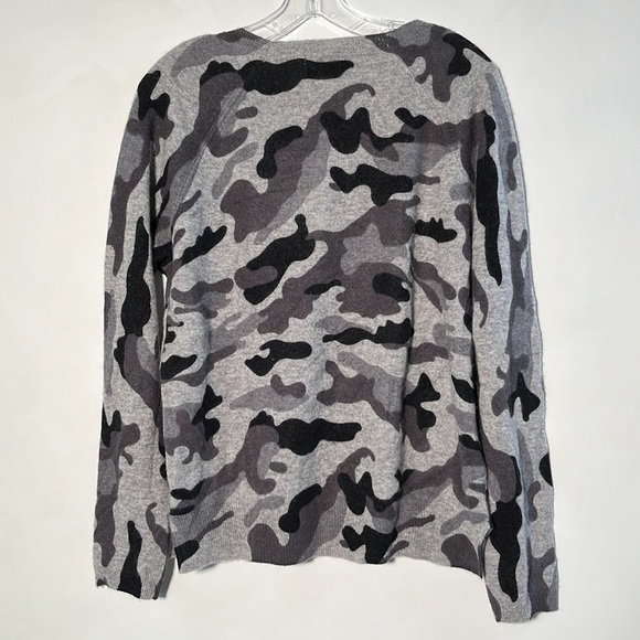 MAGASCHONI CASHMERE Grey/Black Camouflage City-Chic Casual Raglan SLV Sweater L - Picture 2 of 16